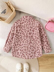 Emery Rose Kids Emery Rose Kids 少女豹紋印花口袋單排扣長袖秋季夾克 - 粉色 - 查看 9