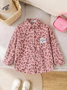 Emery Rose Kids Emery Rose Kids 少女豹紋印花口袋單排扣長袖秋季夾克 - 粉色 - 查看 5