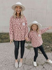 Emery Rose Kids Emery Rose Kids 少女豹紋印花口袋單排扣長袖秋季夾克 - 粉色 - 查看 10