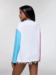 THE POWERPUFF GIRLS X SHEIN Women's Colorblock Patchwork Cartoon Print Top - White - View 2