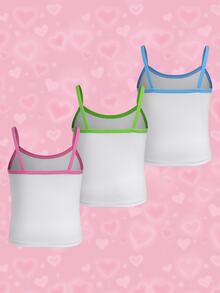 THE POWERPUFF GIRLS X SHEIN Young Girl Letter Cartoon Print Casual Daily Camisole Tank Top - White - View 2