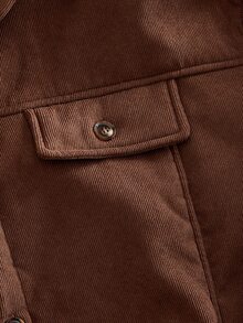 HIMLAND Men's Contrast Color Collar Long Sleeve Single-Breasted Casual 2000s 70s 80s 90s Jacket Vacation White And Brown Jacket, For Autumn, Spring, Outdoor - Coffee Brown - View 6