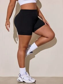 Rhythm Era Women's Plus Size Solid Color Casual Versatile Daily Gym Active Travel Sports Shorts Black Summer - Black - View 5