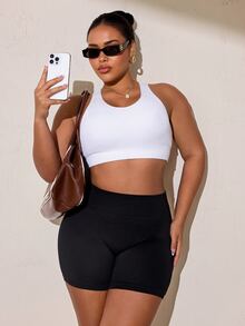 Rhythm Era Women's Plus Size Solid Color Casual Versatile Daily Gym Active Travel Sports Shorts Black Summer - Black - View 8