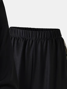 SHEIN 女童不對稱肩領衛衣套裝，豹紋亮面皮革印花不對稱肩帶設計，時尚百搭，適合外出、休閒穿著、娛樂與放鬆 - 彩色 - 查看 3