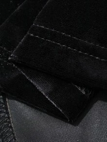 FRIFUL Sweatshirt Longgar Wanita Gaya Korea Baru untuk Awal Musim Gugur, Bahan Beludru dengan Kerah dan Aplikasi Renda Digital serta Garis Kontras - Hitam - View 10