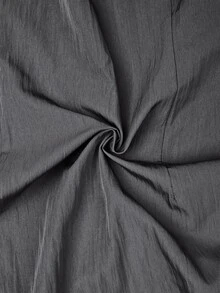 IslaSuriya Kemeja Kasual Wanita Lengan Pendek Kancing Tunggal Warna Polos - Grey - View 7