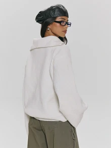 MUSERA White Oversized Wide Sleeve Jumper Autumn Winter Fall Daily Everyday Essential Core Knitwear - White - View 5