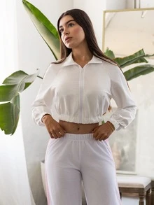 Andrea Bello White Sun Protection Ladies' Zip-Front Jacket In Fall/Winter - White - View 3