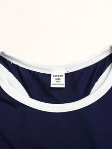 SHEIN Tween Girl Daily Active Casual Sports Solid Color Criss-Cross Tank Style Sports Dress Gym Navy Blue Summer For Tween Girl - Blue - View 4