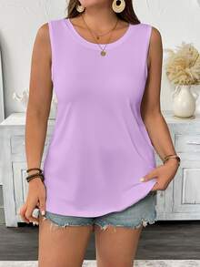 EMERY ROSE Conjunto de 3 piezas para mujer talla grande con parte superior sin mangas de cuello redondo de unicolor - Multicolor - Ver 4