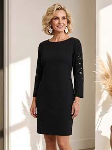 Miaspire Floral Pattern Casual Daily Summer Dress For Middle-Aged And Elderly Women - Black - View 1