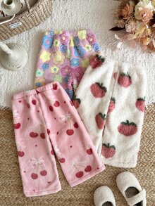 SHEIN 幼兒可愛印花蝴蝶結與花卉休閒長褲 - 彩色 - 查看 3