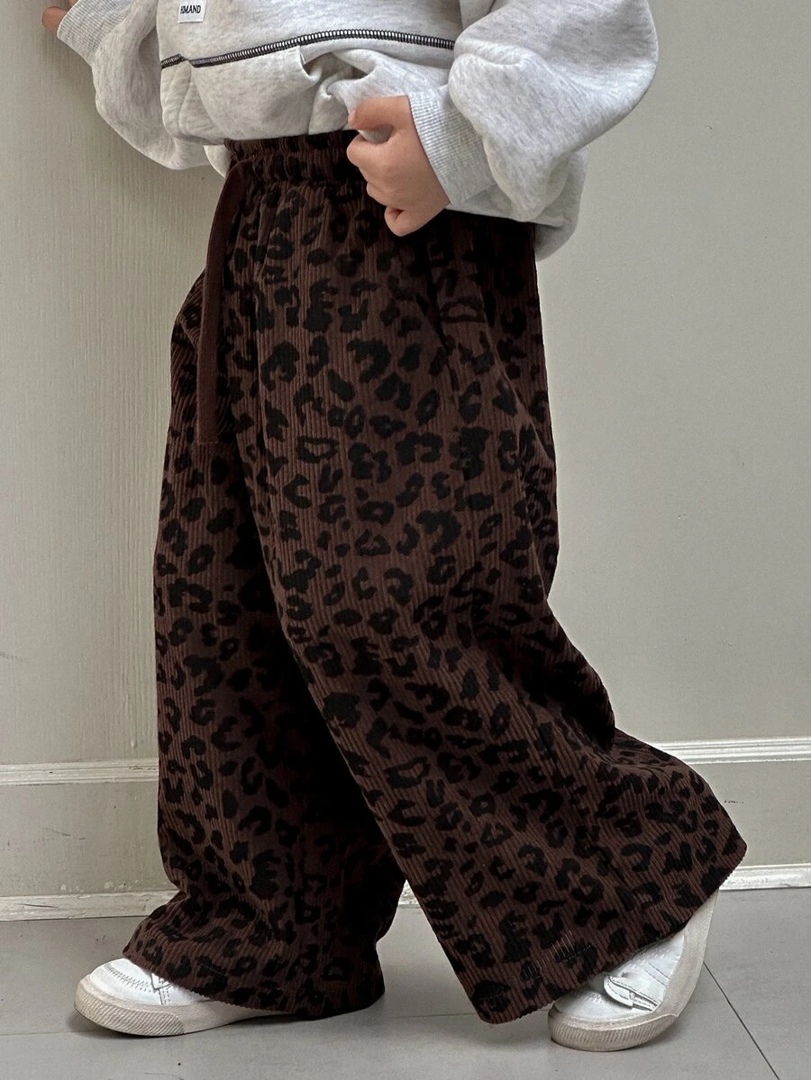 Dazy Kids Young Boys Loose Casual Leopard Print Pants, Autumn - Brown - View 1