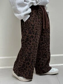 Dazy Kids Young Boys Loose Casual Leopard Print Pants, Autumn - Brown - View 2