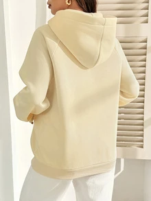 SHEIN Maternity Nursing Long Sleeve Pocket Hooded Sweatshirt Winter - Apricot - View 2