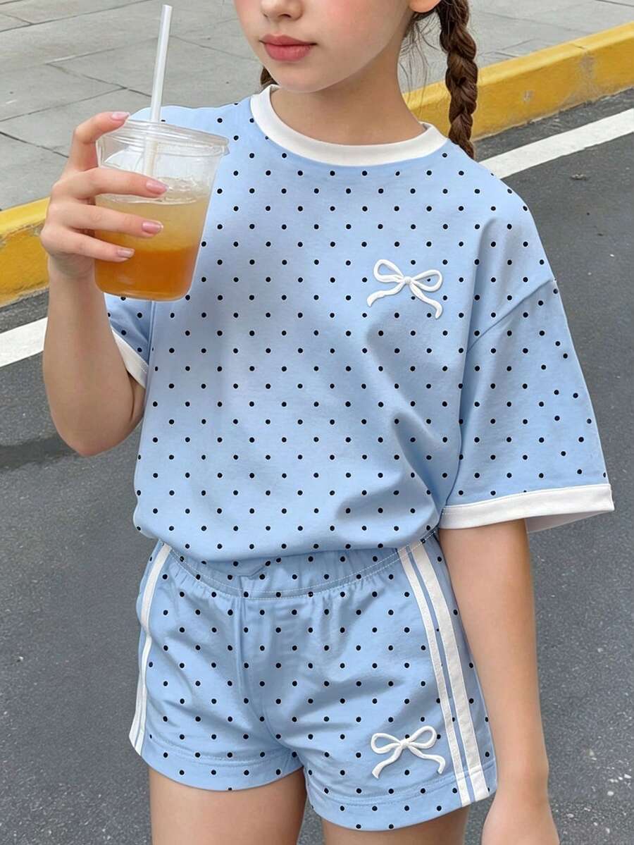 青少年女孩修身休閒簡約舒適圓領緊身長版短袖T恤,適合夏季 - 彩色 - 查看 1