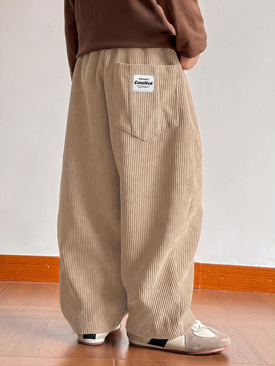 SHEIN Tween Boys Winter Pants Kids - Brown - View 1