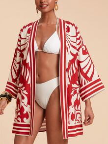 Travachic Kimono con estampado integral - Color caoba - Ver 7