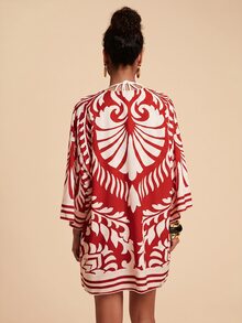 Travachic Kimono con estampado integral - Color caoba - Ver 2