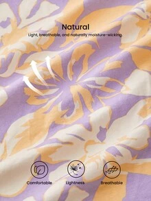 LUVLETTE Plus Size Soft Cotton Women Romantic Feminine Purple & Yellow Floral Pajama Set - Top Wide-Leg Pants Softly Lounge Wear Curve Pajamas Now Trending - Pink - View 6