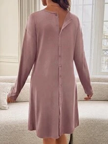 Slowluna Maternity Solid Color Maternity Dress - Pink - View 3