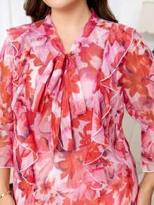 Reflora Plus Size Women's Floral Print Casual Daily Wear Shirt - Multicolor - View 4