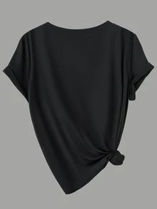 Calvaya Plus Size Casual Versatile Solid Color Short Sleeve T-Shirt - Multicolor - View 6