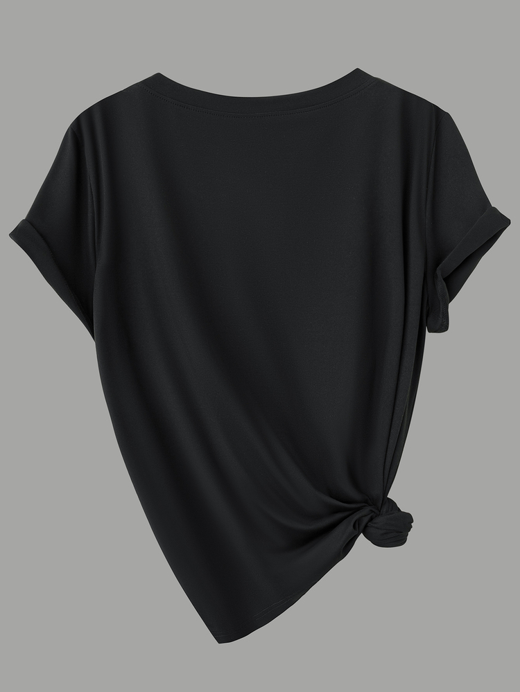 Calvaya Plus Size Casual Versatile Solid Color Short Sleeve T-Shirt - Multicolor - View 6