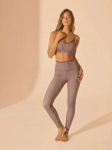 Aralina Women's Soft Plaid Cropped Camisole And Ruffle Leggings Set - Khaki - View 9