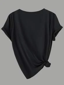 Calvaya Plus Size Solid Color Round Neck Short Sleeve Casual Top - Multicolor - View 4