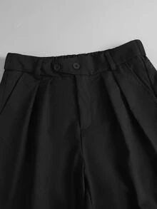 PAVTROS Men's Solid Color Pleated Loose Casual Wide Leg Pants - Black - View 4