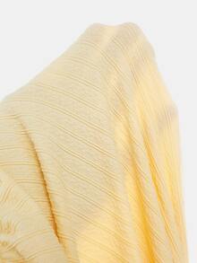 SHEIN Tween Girl Solid Yellow Textured Knit Elegant Waist Cinching Solid Yellow Color Tea Party Dress - Yellow - View 14