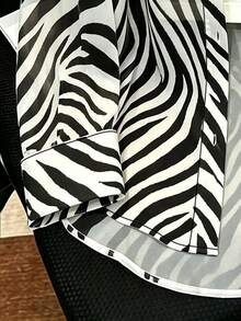 Plus Size Casual Zebra Print Semi-Sheer Shirt - Multicolor - View 3