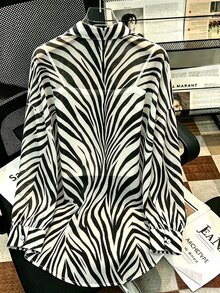 Plus Size Casual Zebra Print Semi-Sheer Shirt - Multicolor - View 2