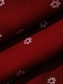 Livesso Summer Autumn Winter Red Holiday Atmosphere Sweet 3-Piece Ditsy Floral Women's Pajama Set - Red - View 12