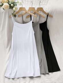 SHEIN LUNE 3pcs/Set Plus Size Women's Solid Color Camisole Tank Top - Multicolor - View 2