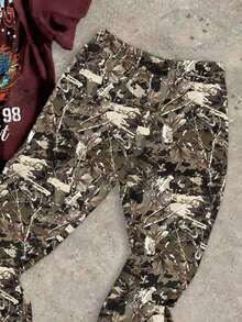 SHEIN 2件套男童休闲简约短袖喇叭裤针织套装，适合春夏穿着 - 彩色 - 查看 4