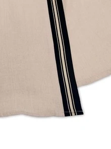 Linhara CURVE Gaun Maxi Bohemian Colorblock Leher V dengan Pinggang Terikat - Khaki - View 6