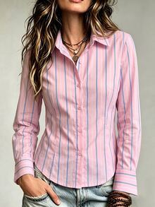 Trelyra Women's Casual Striped Shirt, Autumn - Multicolor - View 1