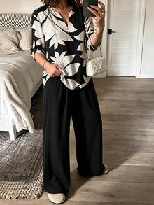 Weeklong Women's Plus Size Graphic Print Loose Top And Pants 2 Pieces Set - Multicolor - View 2