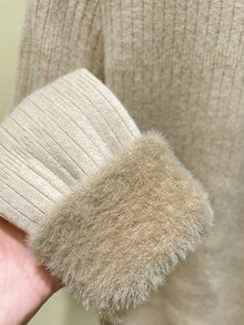 SHEIN Fiorisel New Arrival Slim Fit Minimalist Turtleneck Knitted Pullover Sweater For Women, Autumn/Winter Fall - Khaki - View 9