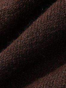 DAZY Sweater Rajut Wanita Lengan Panjang Longgar Leher V dengan Motif Patchwork dan Kontras Renda, Elegan untuk Liburan Musim Semi dan Gugur - Coklat - View 7