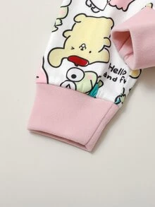 Maija Kids HELLO KITTY AND FRIENDS | SHEIN Maija Kids 女童圓領卡通印花長袖上衣與長褲休閒日常居家睡衣套裝 - 彩色 - 查看 6
