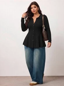 Enliva Plus-Size Women's Slim-Fit Knit Cardigan, Suitable For Autumn And Winter, And For Curvy Figures - Black - View 6