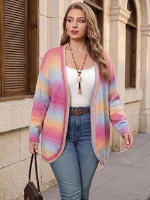 EMERY ROSE 大尺碼女款漸層色落肩長袖休閒針織開襟衫 秋冬女裝 - 彩色 - 查看 8