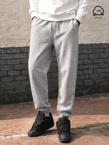 Lonveris Men's High Cotton Content Soft And Comfortable Standard Size Fleece Lined Pocket Casual Basic Streetwear Sweatpants Gym Jogging Light Grey Winter - Light Grey - View 2