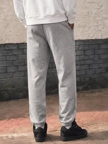 Lonveris Men's High Cotton Content Soft And Comfortable Standard Size Fleece Lined Pocket Casual Basic Streetwear Sweatpants Gym Jogging Light Grey Winter - Light Grey - View 3