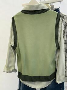 Franclia Casual Versatile Round Neck Sleeveless Plus Size Women Knit Top - Multicolor - View 2