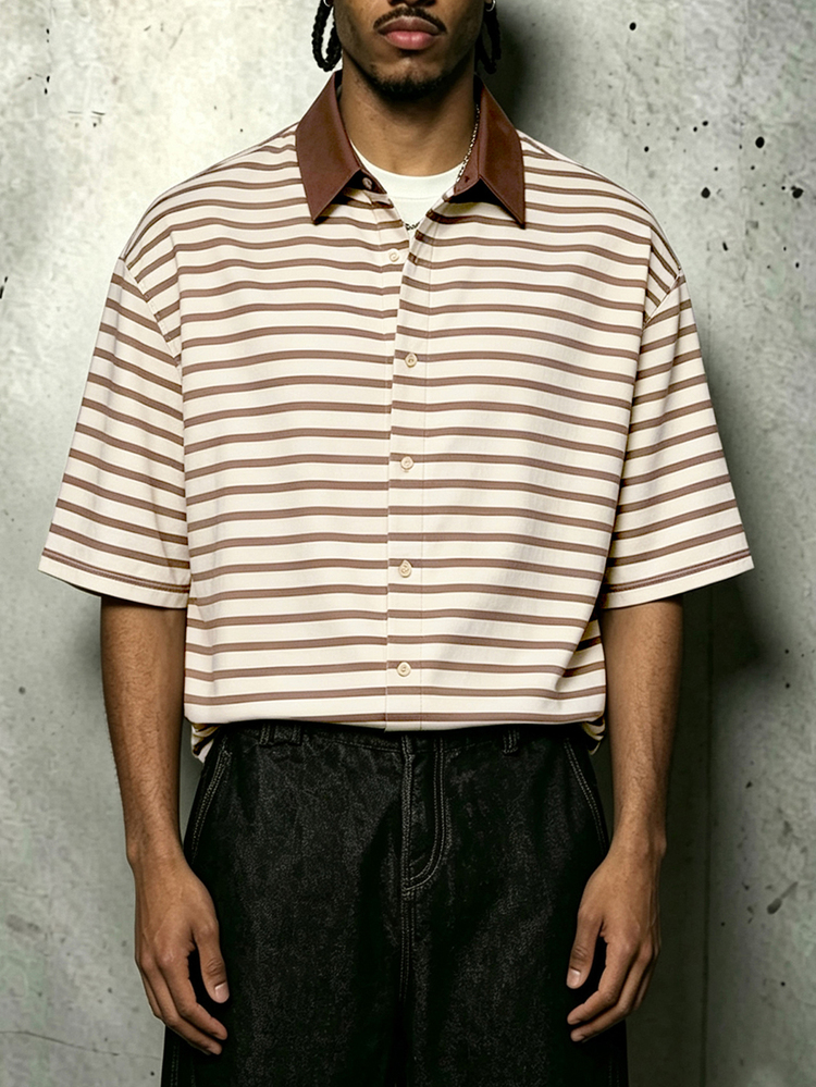 Manfinity Dauomo Men's Striped Casual Versatile Daily Wear Shirt - Brown - View 6